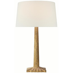 Visual Comfort Signature Collection Strie Gilded Iron Table Lamp with Drum Shade