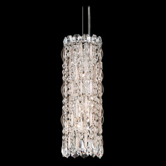 Schonbek Worldwide Lighting Sarella Antique Silver Mini-Pendant Light with Cylindrical Shade