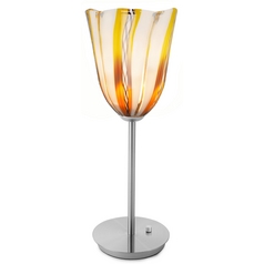 Amore Satin Nickel Table Top Torchiere Lamp by Oggetti Lighting