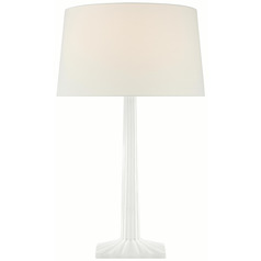 Visual Comfort Signature Collection Strie Plaster White Table Lamp with Drum Shade