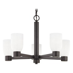 White Glass Chandelier Bronze 5-Lt