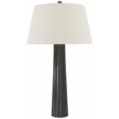 Visual Comfort Signature Collection Fluted Spire Aged Iron Table Lamp with Empire Shade