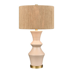 Elk Lighting Belen Ivory & Honey Brass Table Lamp with Drum Shade