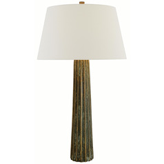 Visual Comfort Signature Collection Fluted Spire Bronze Table Lamp with Empire Shade
