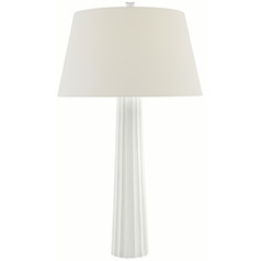 Visual Comfort Signature Collection Fluted Spire Plaster White Table Lamp with Empire Shade