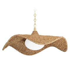 Corbett Lighting Levene Vintage Gold Leaf LED Pendant Light with Oval Shade