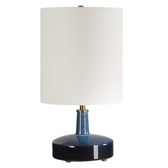 The Uttermost Company Abyss Blue & Brass Table Lamp with Cylindrical Shade