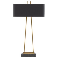 Currey and Company Adorn Antique Brass / Black Table Lamp with Rectangle Shade