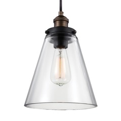 Baskin Pendant in Aged Brass & Weathered Zinc by Visual Comfort Studio