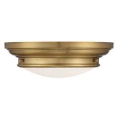 2-Light Flush Mount in Natural Brass by Meridian