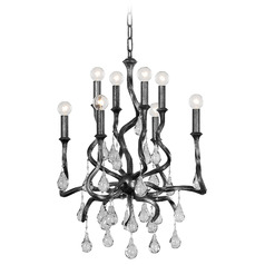 Corbett Lighting Aveline Black Silver Leaf Crystal Chandelier
