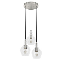 Hunter Fan Company Maple Park Brushed Nickel Multi-Light Pendant with Bowl / Dome Shade
