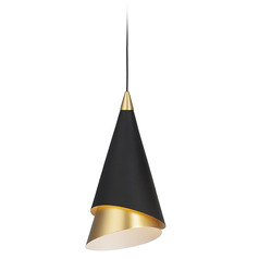 Mermaid 9.25-Inch LED Pendant in Black & Metallic Gold by ET2 Lighting