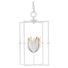 Currey and Company Tulipano Gesso White / Gold Leaf Pendant Light