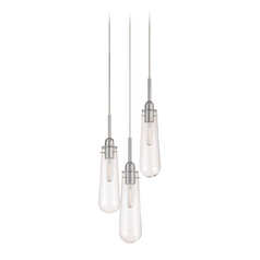 Modern Multi-Light Pendant with Clear Glass and 3-Lights by Sonneman Lighting