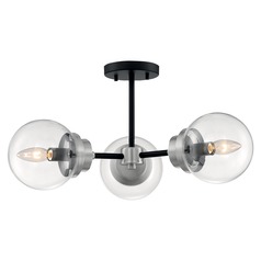 Axis Matte Black & Brushed Nickel Accents Semi-Flush Mount by Satco Lighting