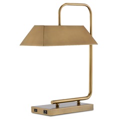 Currey and Company Hoxton Light Antique Brass Table Lamp with Rectangle Shade
