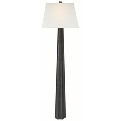Visual Comfort Signature Collection Fluted Spire Aged Iron Floor Lamp with Rectangle Shade