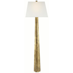 Visual Comfort Signature Collection Fluted Spire Gilded Iron Floor Lamp with Rectangle Shade