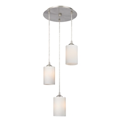 Modern Multi-Light Pendant Light with White Glass and 3-Lights