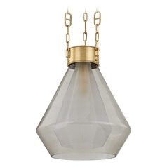 Corbett Lighting Tragus Vintage Brass LED Pendant Light with Abstract Shade