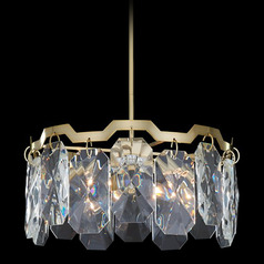 Allegri Crystal Piatta Brushed Brass Pendant Light with Drum Shade
