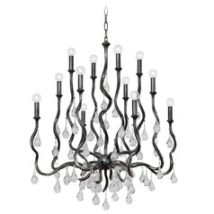 Corbett Lighting Aveline Black Silver Leaf Crystal Chandelier