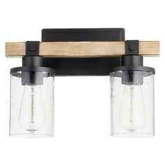 Alpine Textured Black & Driftwood Bathroom Light by Quorum Lighting
