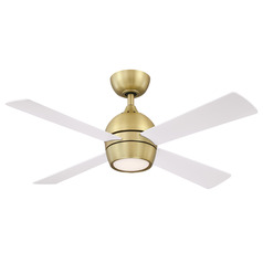 Fanimation Fans Kwad 44 Brushed Satin Brass LED Ceiling Fan with Light