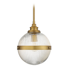 10-Inch Vintage Globe Pendant in Natural Brass by Meridian