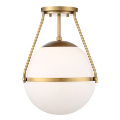 1-Light Semi-Flush Mount in Natural Brass by Meridian