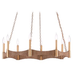 Mallorca Chandelier in Natural Rope/Dark Gold Leaf by Currey & Company