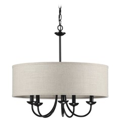 Drum Shade Black Chandelier by Progress Lighting