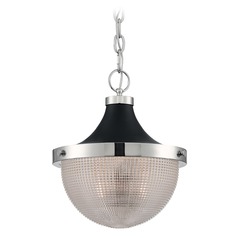 Faro Polished Nickel / Black Accents Pendant by Satco Lighting