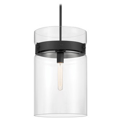 Designers Fountain Midnight La Matte Black Pendant Light with Cylindrical Shade