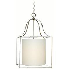 Visual Comfort Signature Collection Gustavian Polished Nickel Pendant Light with Cylindrical Shade