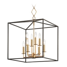 Richie Aged Brass & Black Cage Pendant by Hudson Valley Lighting
