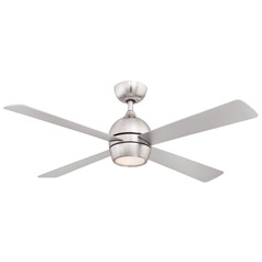 Fanimation Fans Kwad 52 Brushed Nickel LED Ceiling Fan with Light