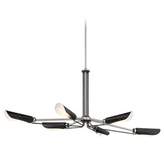 Turbine 6-Light Linear Chandelier in Nickel & Coal by George Kovacs