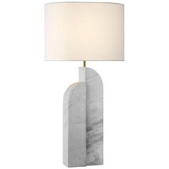 Kelly Wearstler Savoye Left Lamp in White Marble by Visual Comfort Signature
