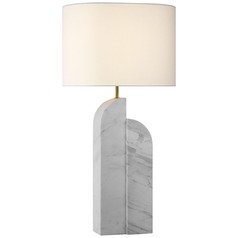 Kelly Wearstler Savoye Right Lamp in White Marble by Visual Comfort Signature