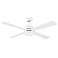 Fanimation Fans Kwad 52 Matte White LED Ceiling Fan with Light
