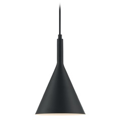 Lightcap Matte Black Pendant with Conical Shade by Satco Lighting