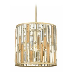 Gemma 16-Inch Wide Crystal Drum Pendant in Silver Leaf by Fredrick Ramond