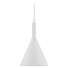 Lightcap Matte White Pendant with Conical Shade by Satco Lighting