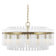 Chapman & Meyers 16-Light Beckett Burnished Brass and Glass Chandelier by Visual Comfort Studio