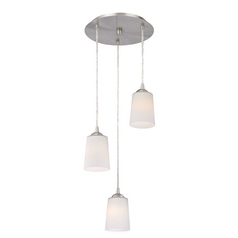 Modern Multi-Light Pendant Light with White Glass and 3-Lights