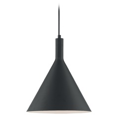 Lightcap Matte Black Pendant with Conical Shade by Satco Lighting
