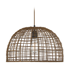 18-Inch Pendant in Dark Rattan & Dark Brown by Meridian