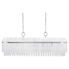 Chapman & Meyers 7 Light Beckett Linear Polished Nickel and Glass Chandelier